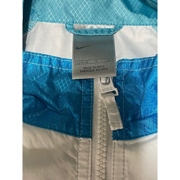 VINTAGE Nike Womens Large Lightweight Track‎ Jacket blue and white - Picture 4 of 9